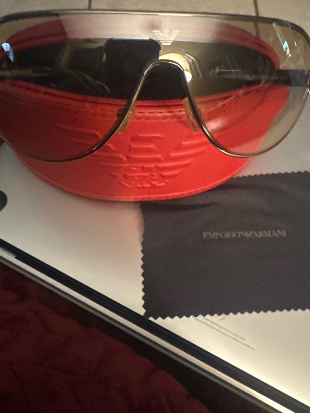 Vintage Emporio Armani Men's Aviator Sunglasses - Gold Frame with Brown Lenses